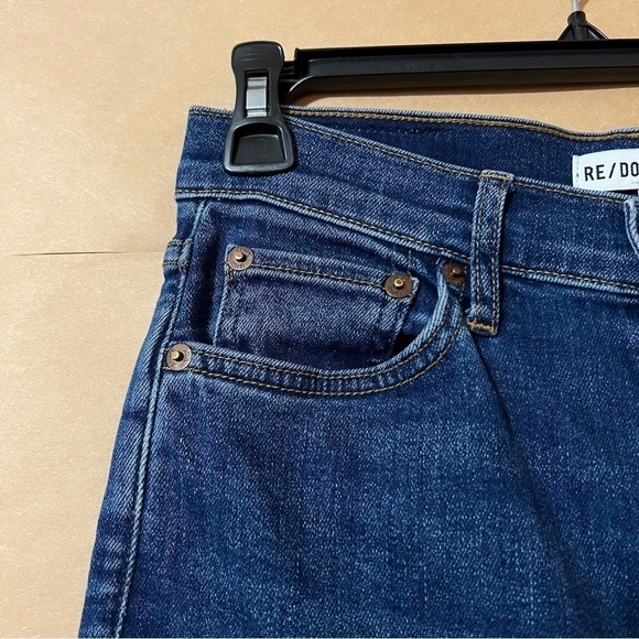 Re/Done High Rise Ankle Crop Jeans Slim Fit Button Fly Denim Medium 53 Size 28 - Picture 5 of 12